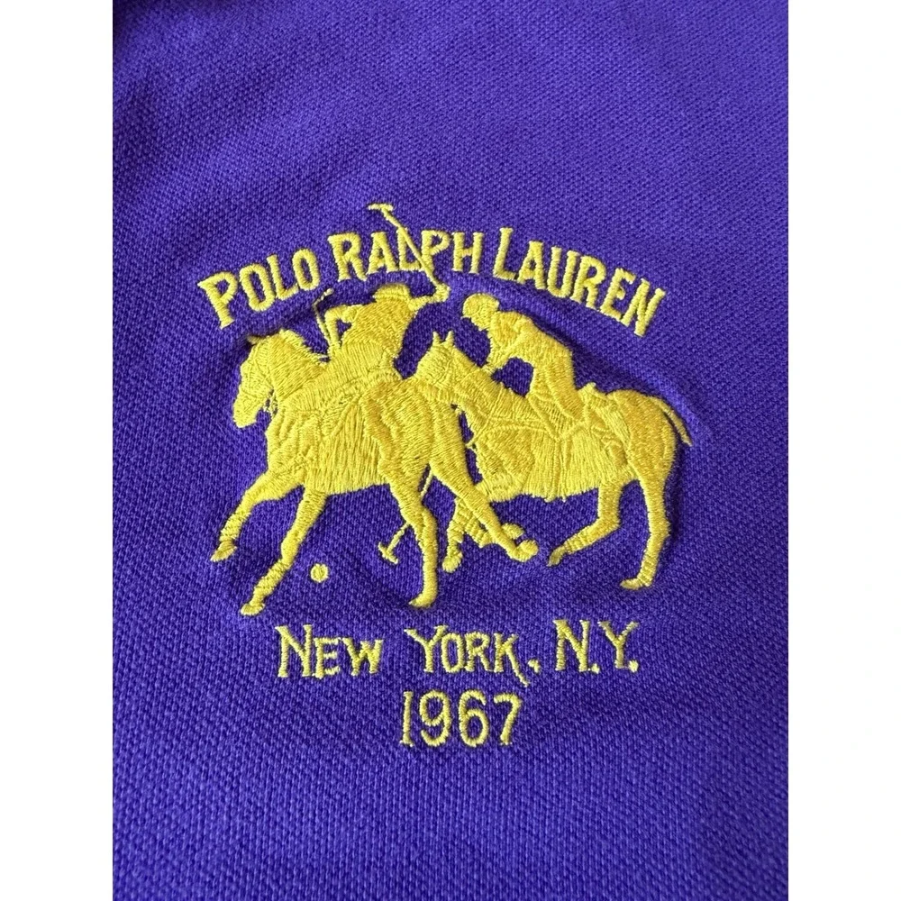 Vintage Polo Ralph Lauren Shirt Mens L New York NY 1967 Purple Yellow 2 Big Pony